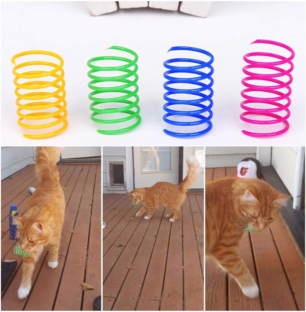 Cat Spiral Spring, 12 Pc Cat Creative Toy to Kill Time and Keep Fit Interactive Cat Toy Sturdy Heavy Plastic Spring Colorful Springs Cat Toy for Swatting, Biting, Hunting Kitten Toys