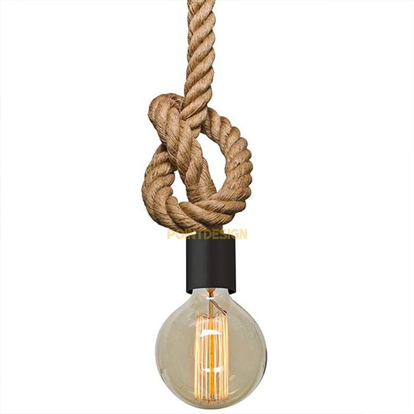 Boho Textured Rope Point Light, Minimalist Hanging Point Source Lamp