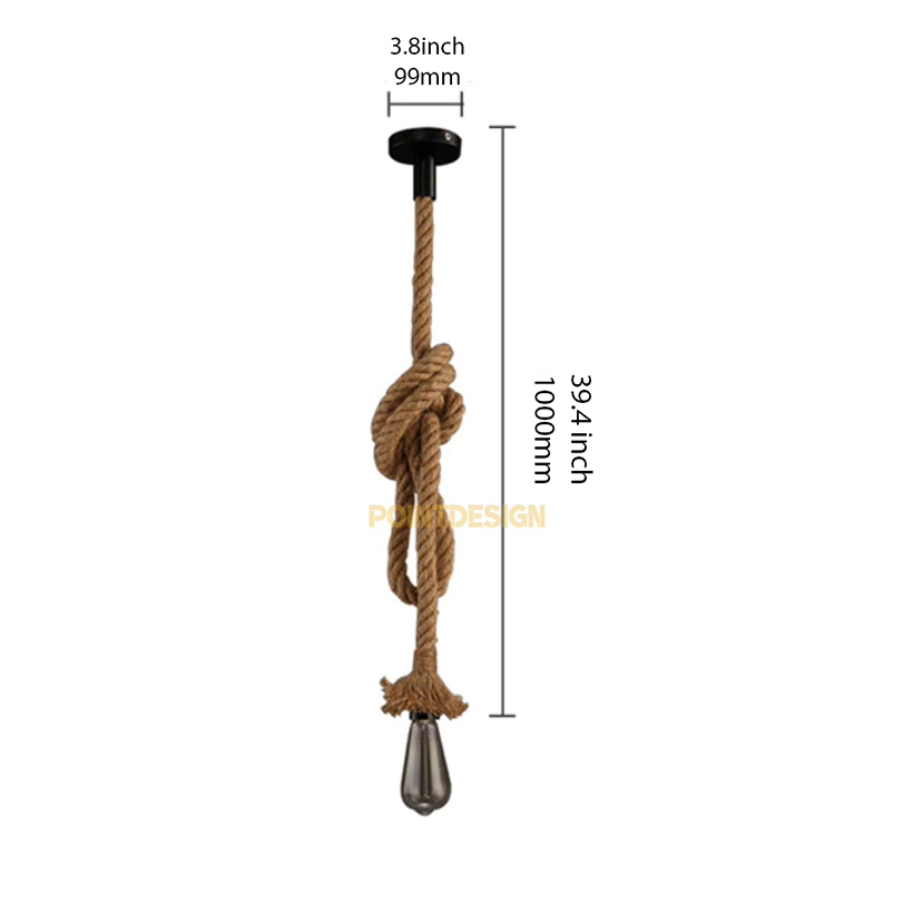 Boho Textured Rope Point Light, Minimalist Hanging Point Source Lamp