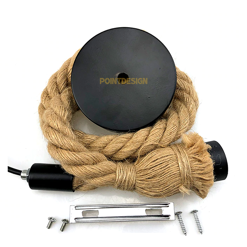 Boho Textured Rope Point Light, Minimalist Hanging Point Source Lamp