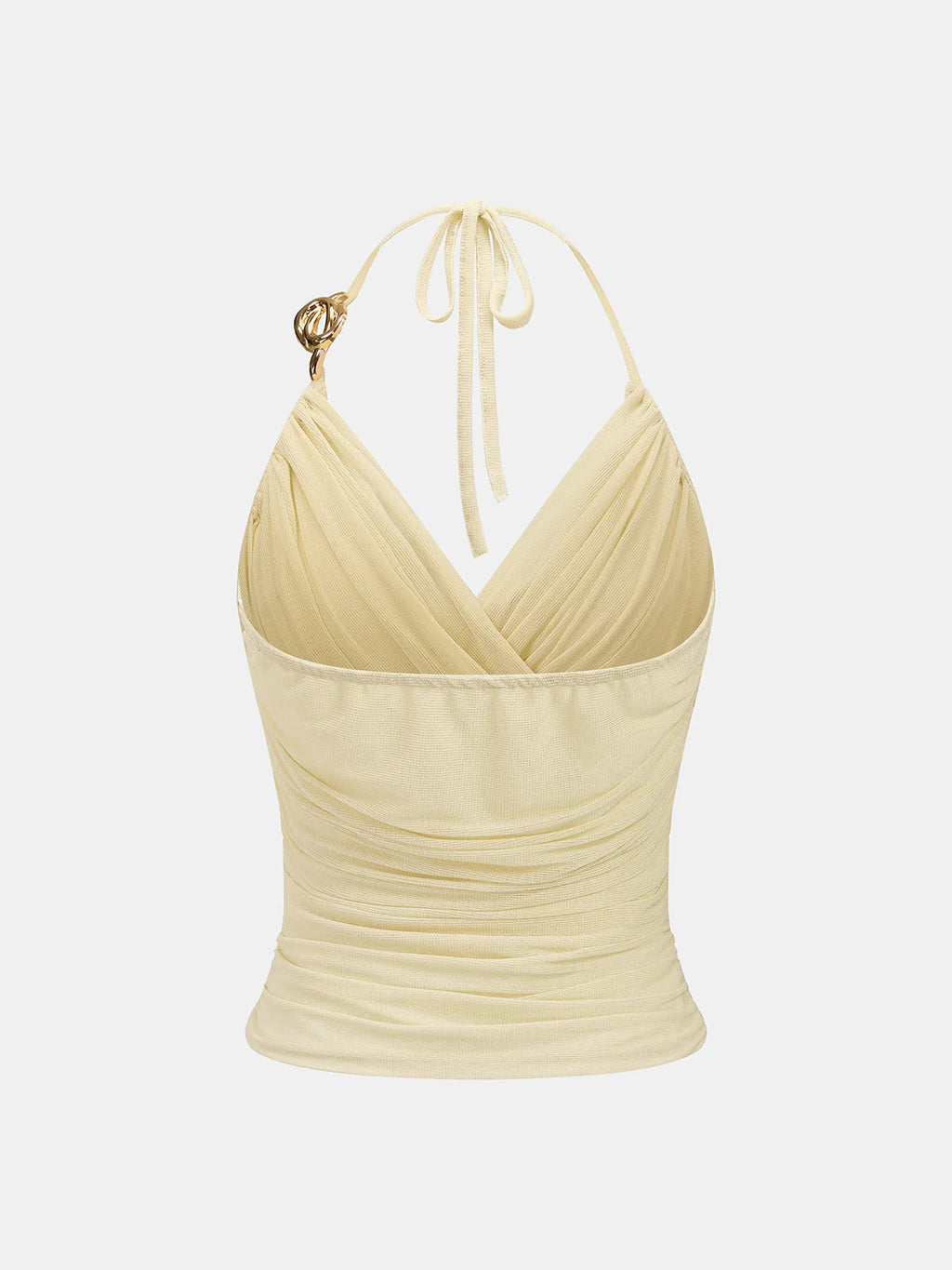Metal Ring Ruched Wrap Halter Tank Top
