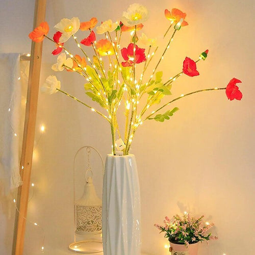 3PCS Flower Design Decoration Light Modern Plastic Fake Flower Design Decorative Light For Home Decoration