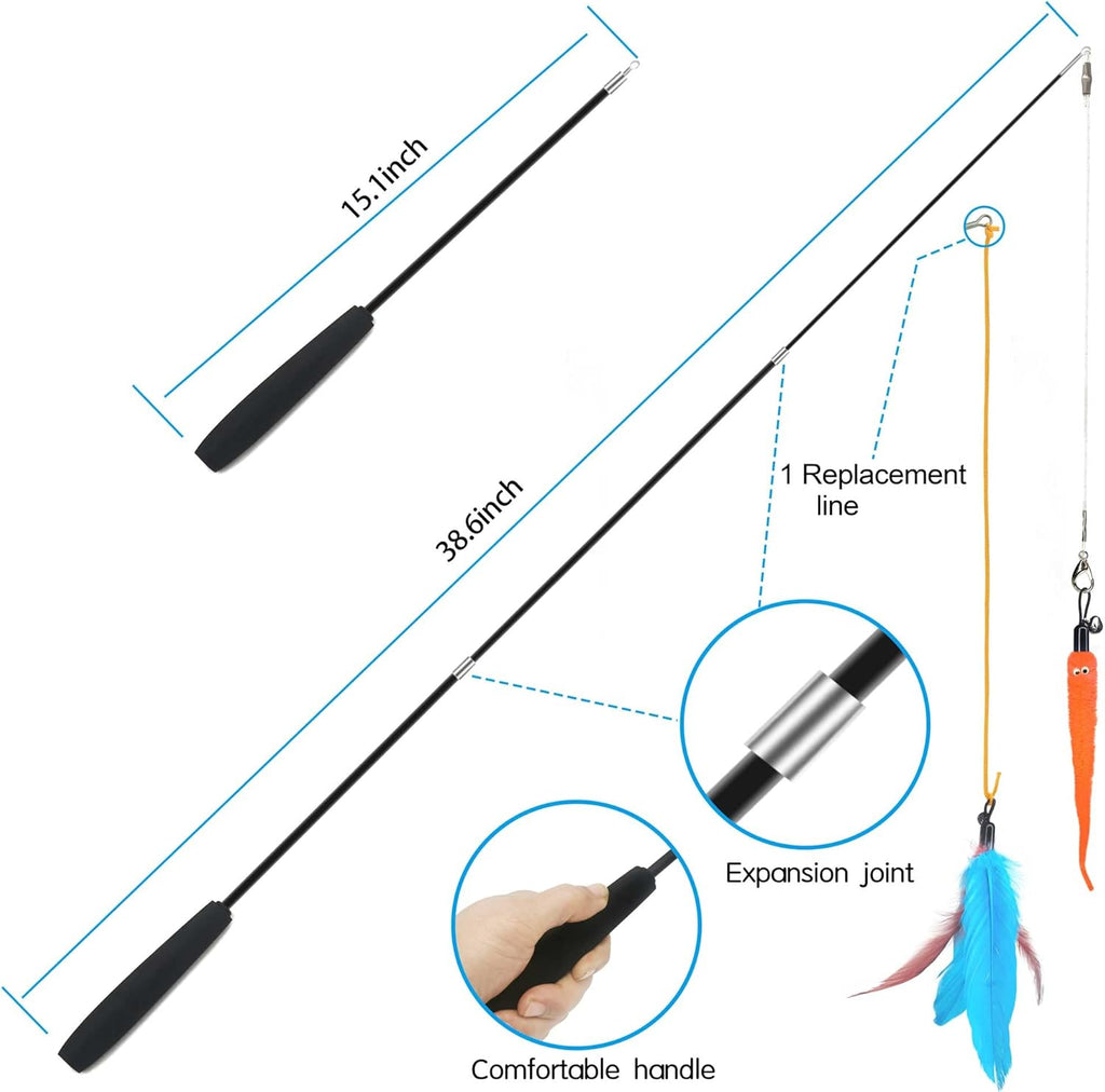 Cat Toys Interactive for Indoor Cats,2PCS Retractable Cat Wand Toys,9PCS Toys&amp;1PCS Hanging Door Lure Cat Toy,Interactive Feather Toy for Play and Chase Exercise with Kitten