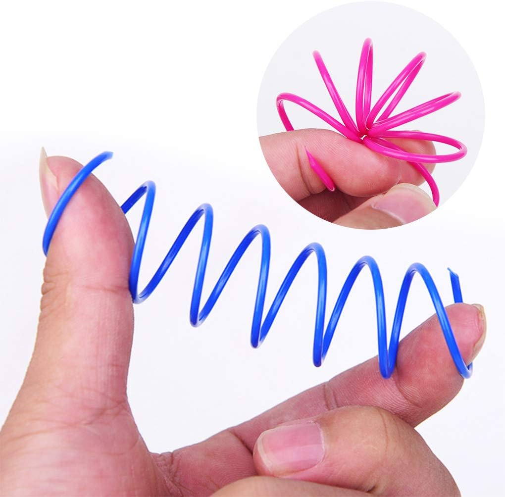 Cat Spiral Spring, 12 Pc Cat Creative Toy to Kill Time and Keep Fit Interactive Cat Toy Sturdy Heavy Plastic Spring Colorful Springs Cat Toy for Swatting, Biting, Hunting Kitten Toys
