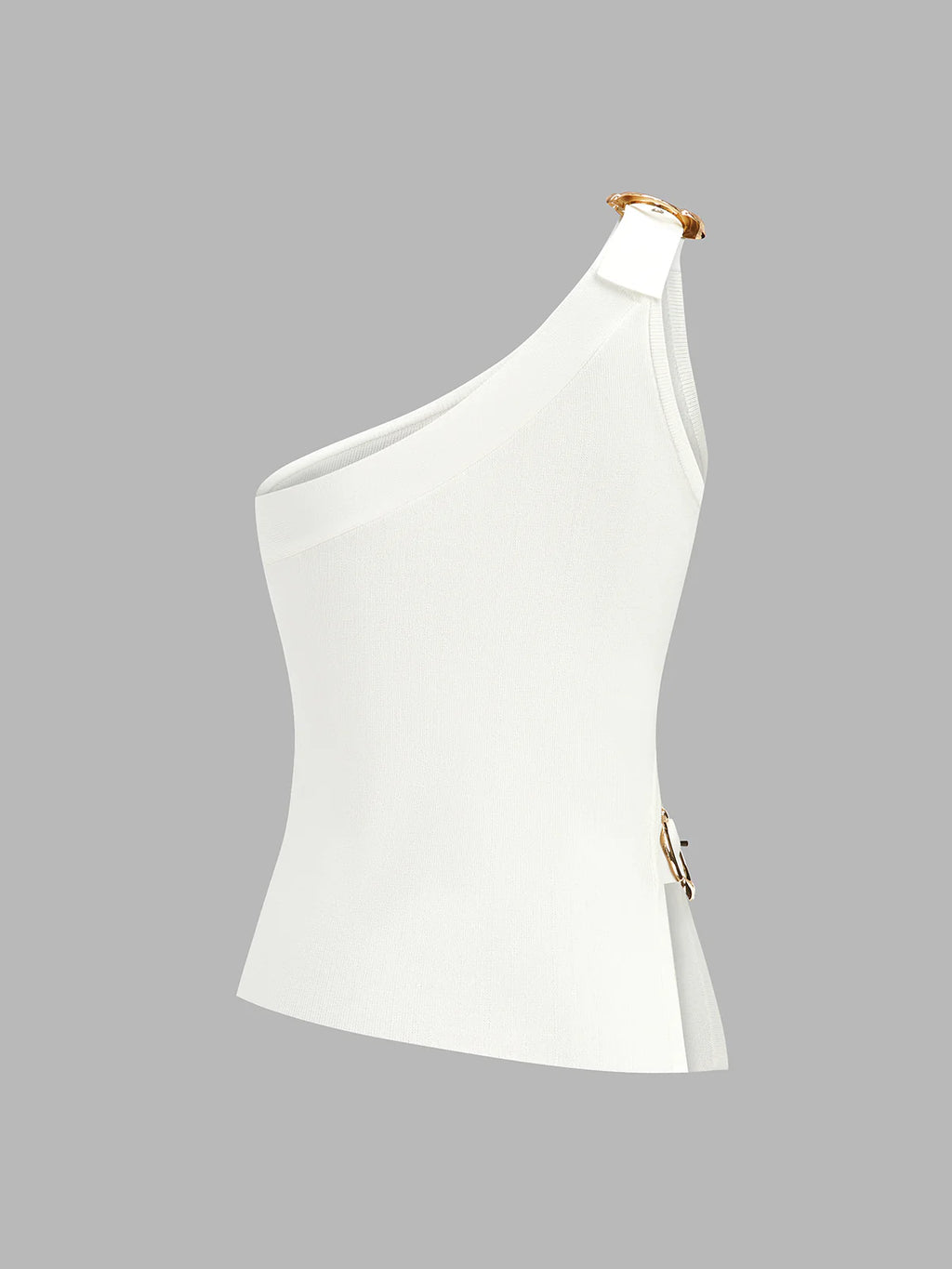 One Shoulder Cut-Out Buckle Tank Top