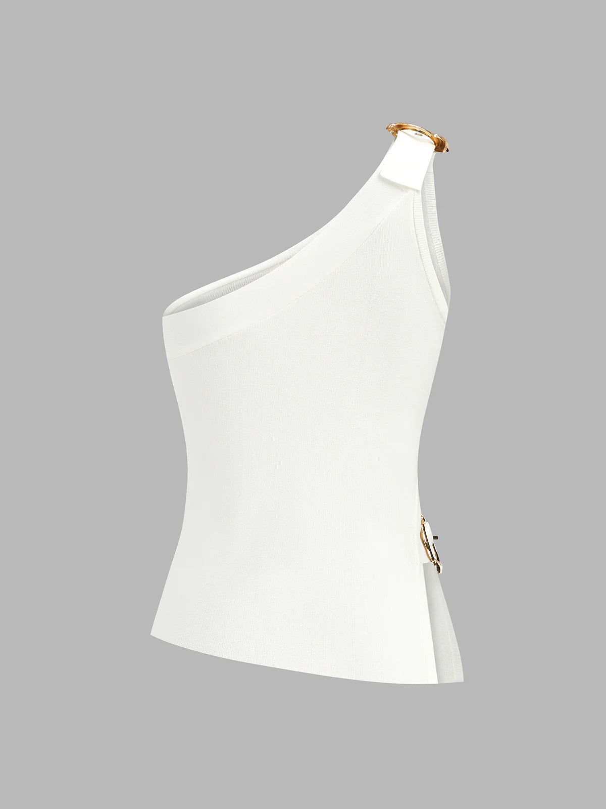 One Shoulder Cut-Out Buckle Tank Top