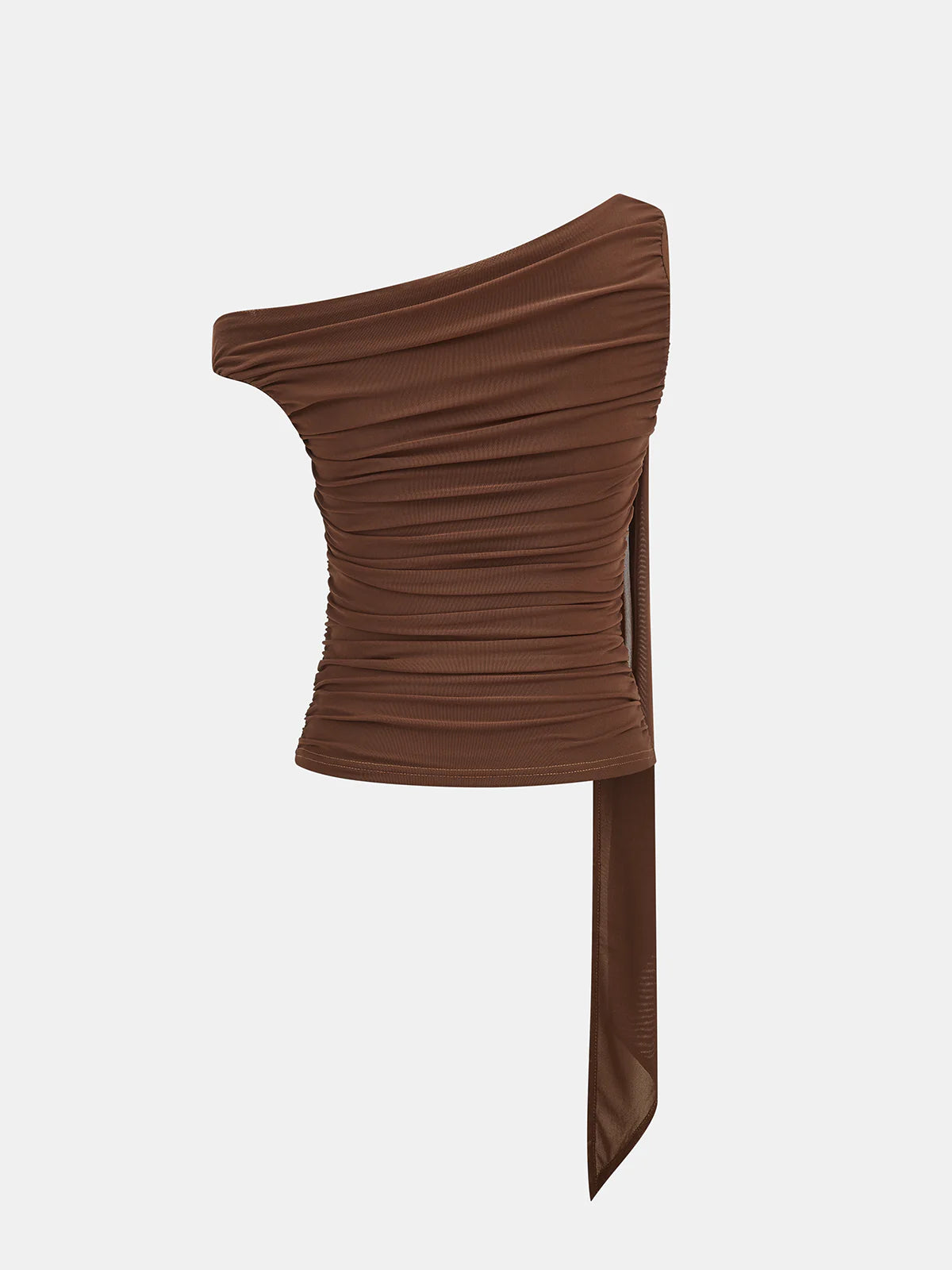 Ruched Off-shoulder Top with Metal Decor