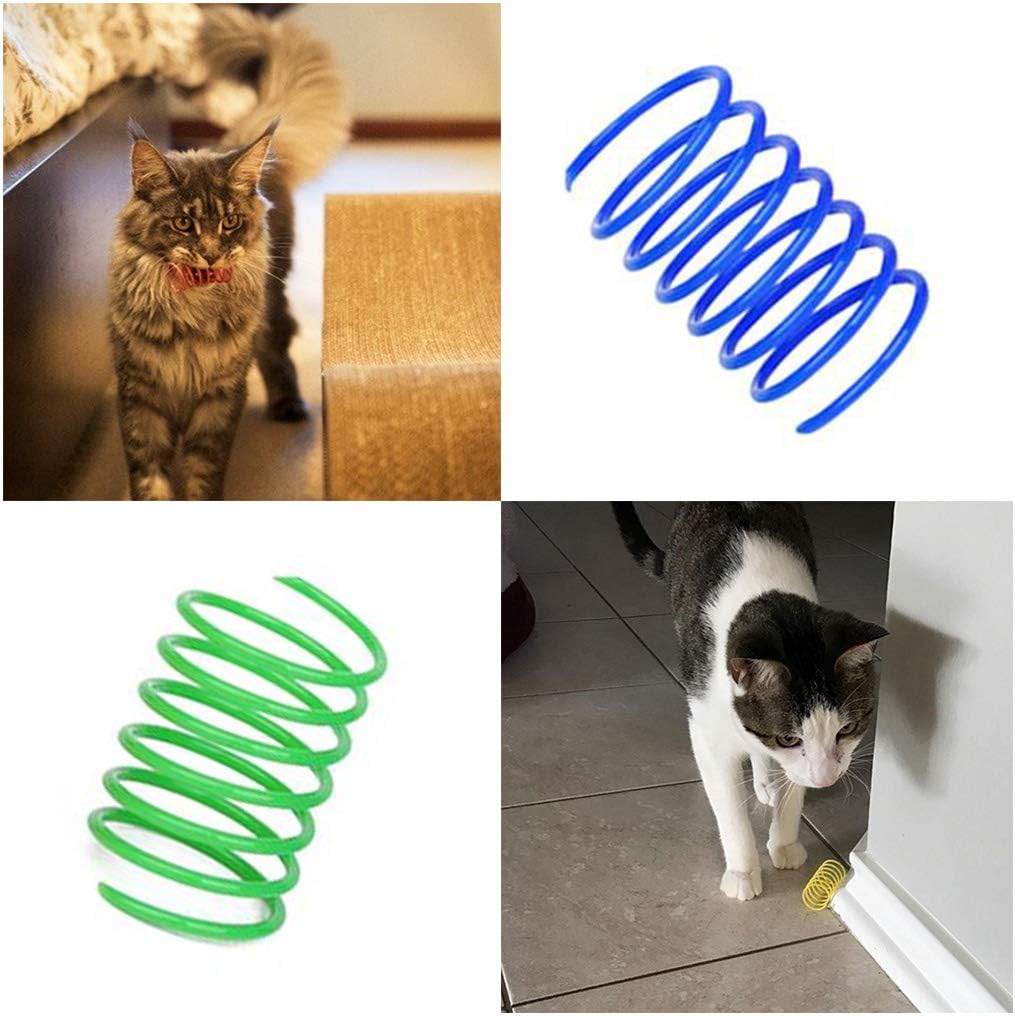 Cat Spiral Spring, 12 Pc Cat Creative Toy to Kill Time and Keep Fit Interactive Cat Toy Sturdy Heavy Plastic Spring Colorful Springs Cat Toy for Swatting, Biting, Hunting Kitten Toys