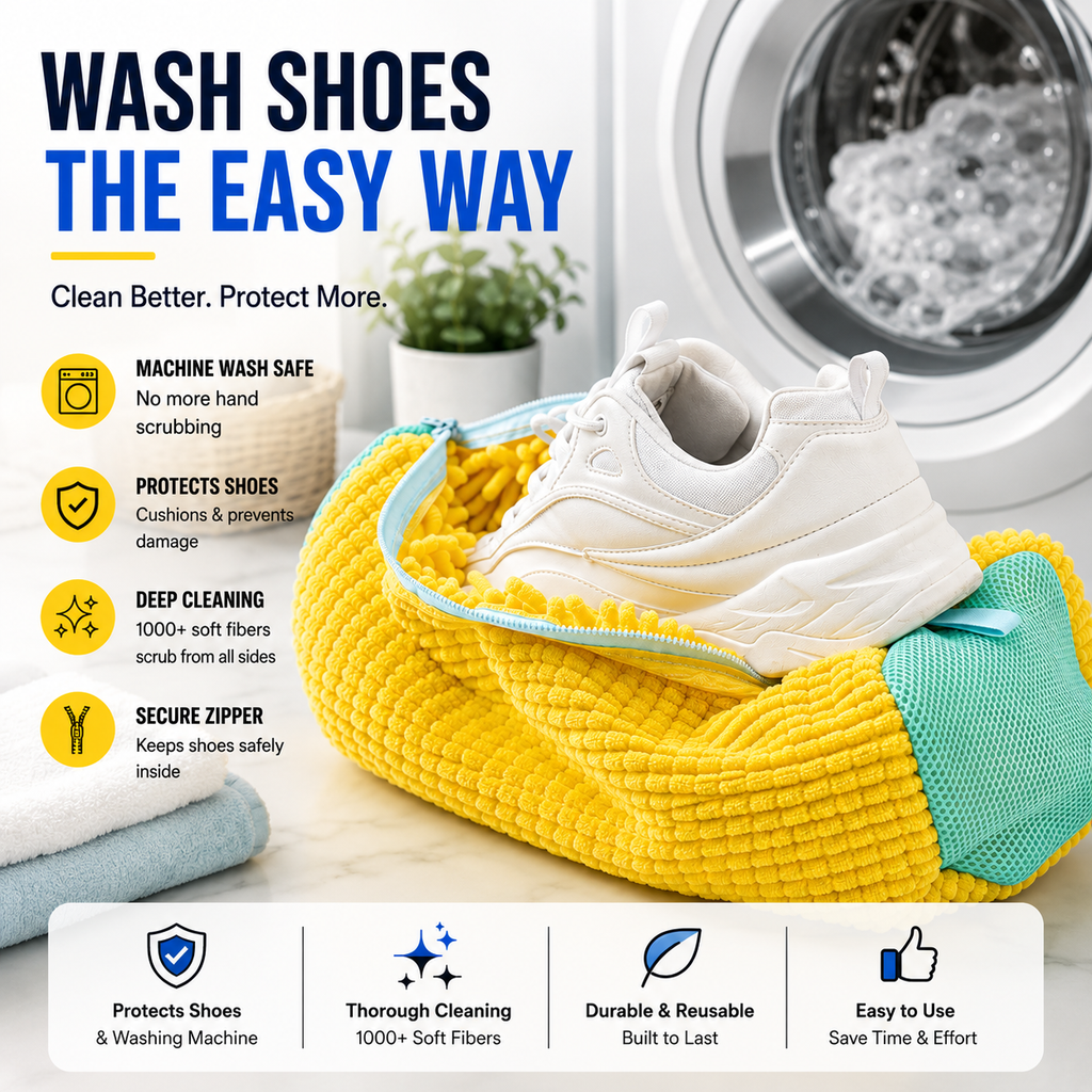 👟 No-Scrub Shoe Washing Bag – Clean & Protect Your Sneakers In The Washing Machine