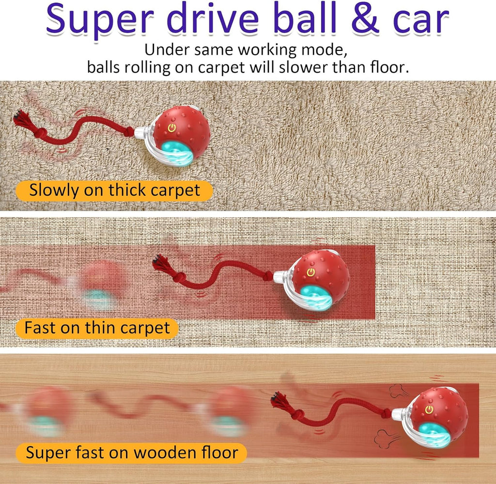Interactive Cat Toys Ball for Indoor Cats Fast Rolling on Carpet,  &amp; Motion Activate Cat Toys (Red)