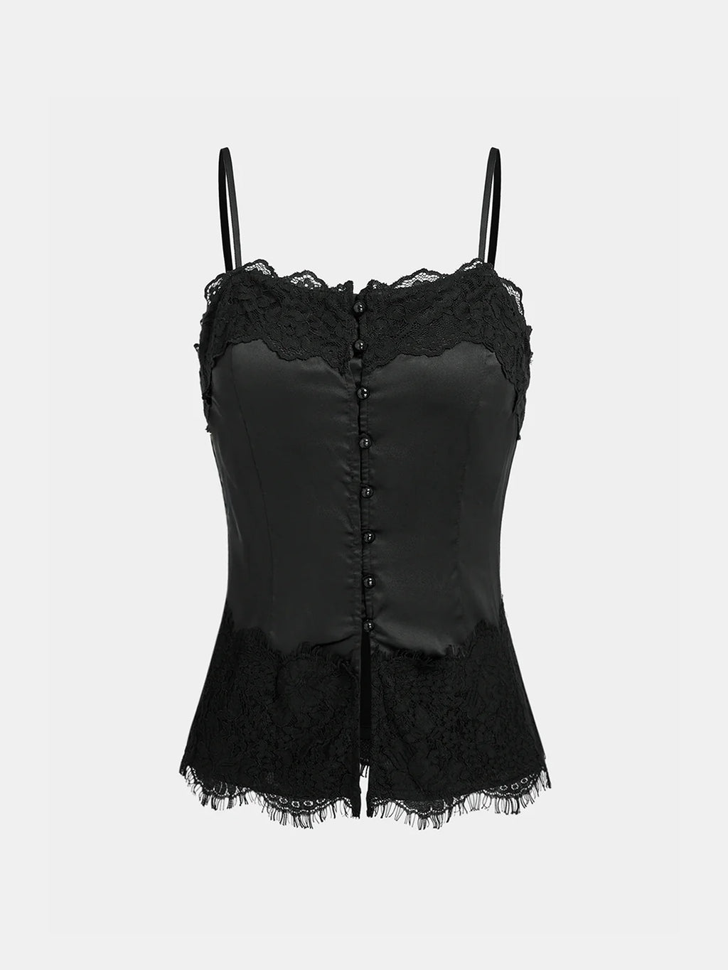 Lace-Trim Satin Cami Top