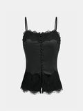 Lace-Trim Satin Cami Top