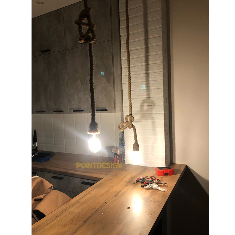 Boho Textured Rope Point Light, Minimalist Hanging Point Source Lamp