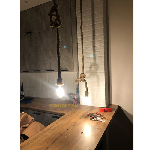 Boho Textured Rope Point Light, Minimalist Hanging Point Source Lamp