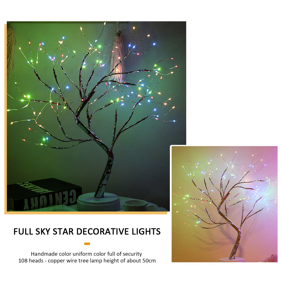 Light Tree Lamp, Led Lights Tree, Artificical Tree Lights, DIY Tree Lamp with 108 LED Lights, Battery, USB, Smart Touch, for Party Home Decoration, Gift for Wedding
