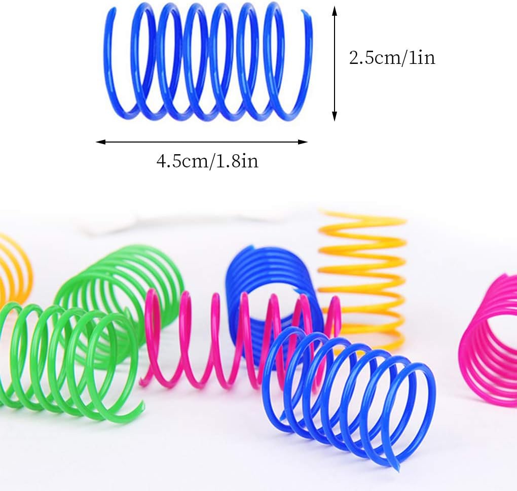 Cat Spiral Spring, 12 Pc Cat Creative Toy to Kill Time and Keep Fit Interactive Cat Toy Sturdy Heavy Plastic Spring Colorful Springs Cat Toy for Swatting, Biting, Hunting Kitten Toys
