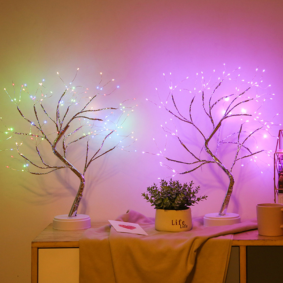 Light Tree Lamp, Led Lights Tree, Artificical Tree Lights, DIY Tree Lamp with 108 LED Lights, Battery, USB, Smart Touch, for Party Home Decoration, Gift for Wedding