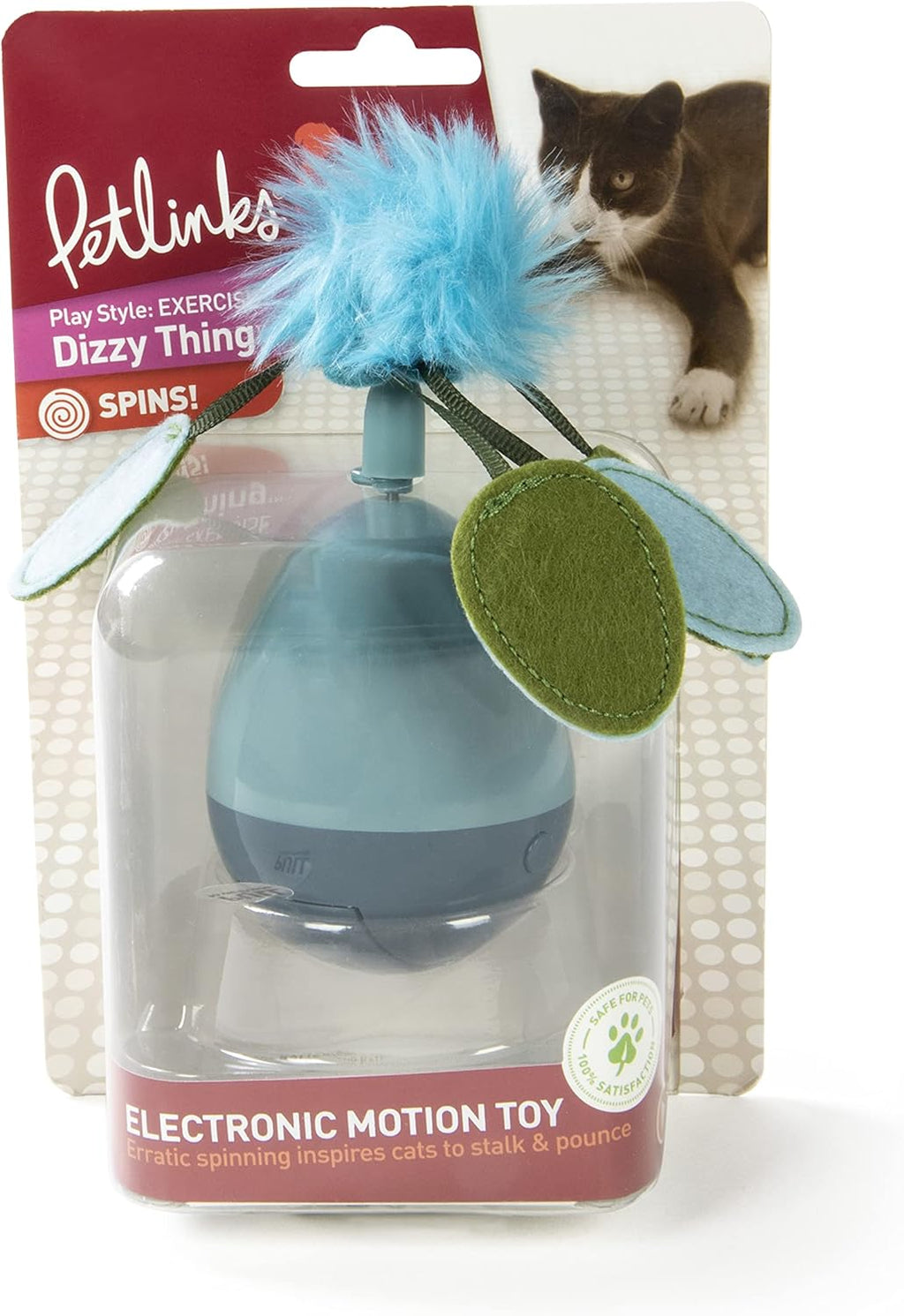 Spinning Electronic Motion Cat Toy, Battery Powered - Blue, One Size
