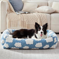 Medium Dog Bed Medium Size Dog, Rectangle Washable Orthopedic Pet Bed with Removable Zipper Cover, Cute Soft Calming Puppy Pet Bed with Jacquard Shaggy Plush & Non Skid Bottom
