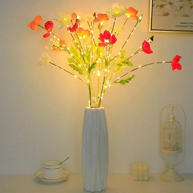 3PCS Flower Design Decoration Light Modern Plastic Fake Flower Design Decorative Light For Home Decoration