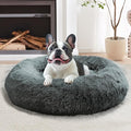 Calming Dog & Cat Bed for Large Dogs, Anti-Anxiety Donut Cuddler Cozy Soft Round Bed with Anti-Slip Bottom, Fluffy Faux Fur Plush Cushion Beds for Medium Dogs (36")