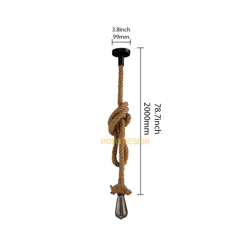 Boho Textured Rope Point Light, Minimalist Hanging Point Source Lamp