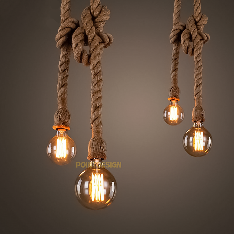 Boho Textured Rope Point Light, Minimalist Hanging Point Source Lamp