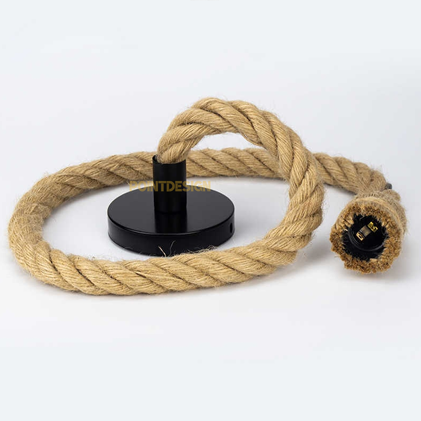 Boho Textured Rope Point Light, Minimalist Hanging Point Source Lamp