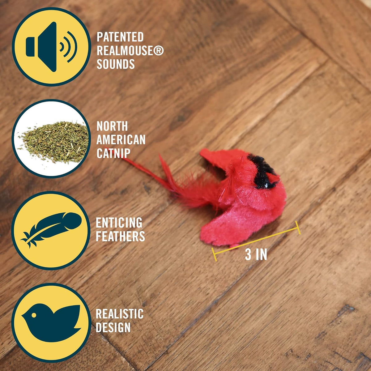 Real Birds Interactive Cat Toys with Catnip (Cat Toys for Indoor Cats, Catnip Toys, Catnip Toys for Cats with Bird  Electronic Sound and Feather)
