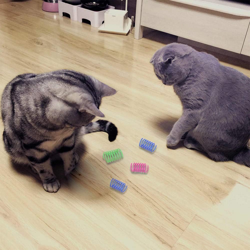 Cat Spiral Spring, 12 Pc Cat Creative Toy to Kill Time and Keep Fit Interactive Cat Toy Sturdy Heavy Plastic Spring Colorful Springs Cat Toy for Swatting, Biting, Hunting Kitten Toys