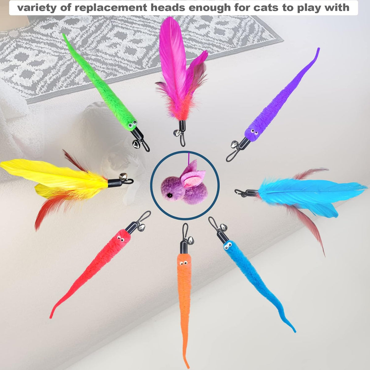 Cat Toys Interactive for Indoor Cats,2PCS Retractable Cat Wand Toys,9PCS Toys&amp;1PCS Hanging Door Lure Cat Toy,Interactive Feather Toy for Play and Chase Exercise with Kitten