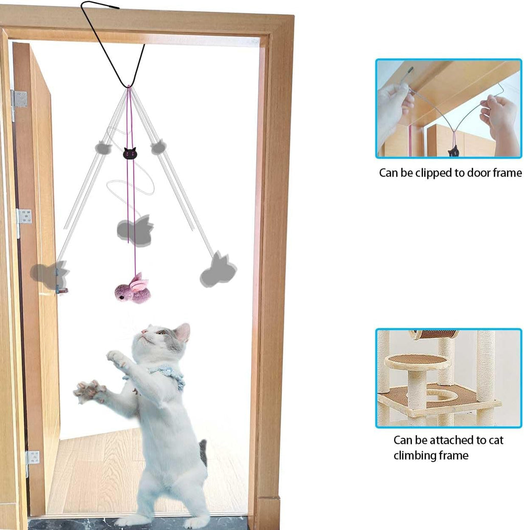 Cat Toys Interactive for Indoor Cats,2PCS Retractable Cat Wand Toys,9PCS Toys&amp;1PCS Hanging Door Lure Cat Toy,Interactive Feather Toy for Play and Chase Exercise with Kitten