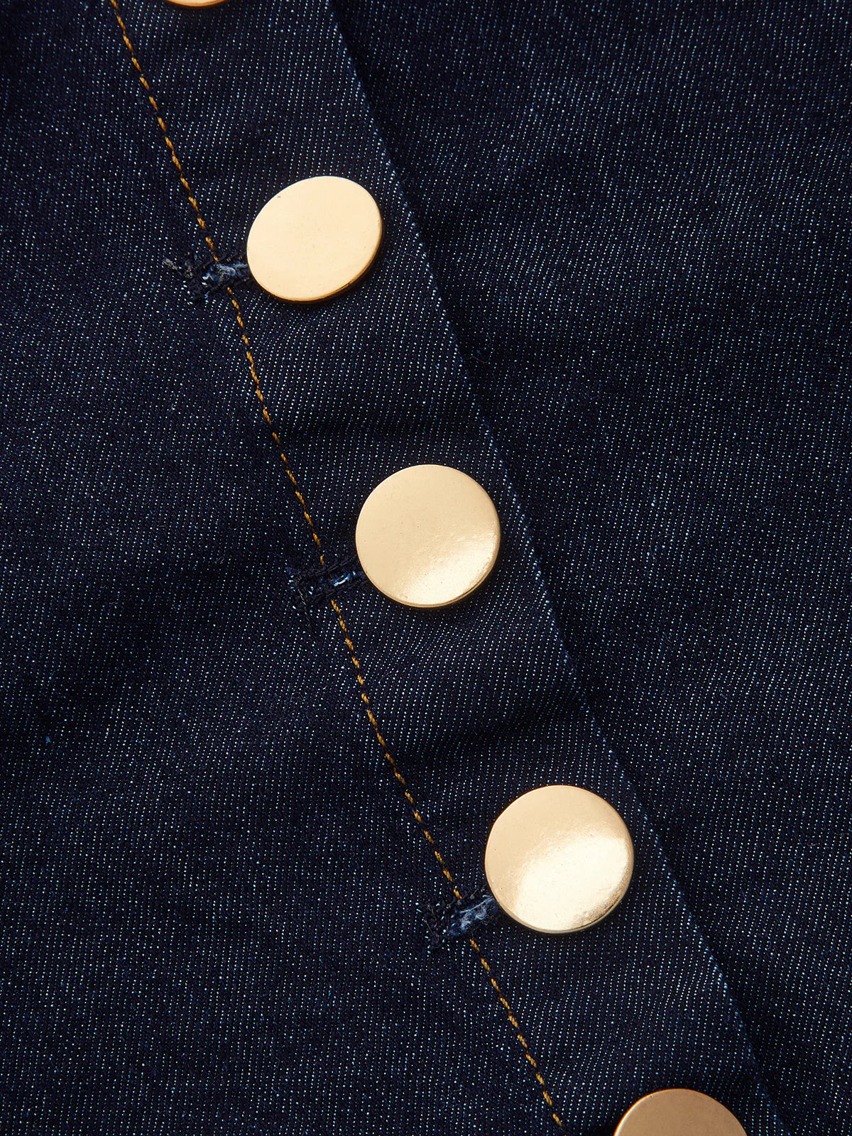 Metal Button Denim Deep V-Neck Tank Top