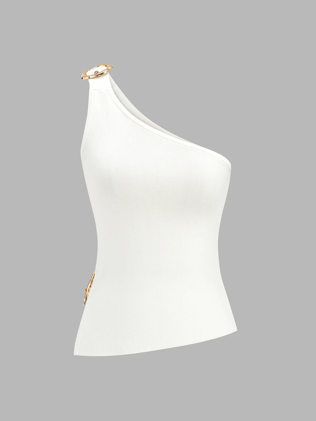 One Shoulder Cut-Out Buckle Tank Top
