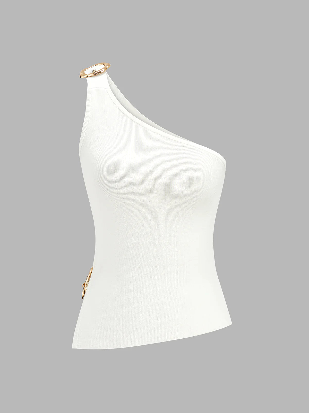 One Shoulder Cut-Out Buckle Tank Top