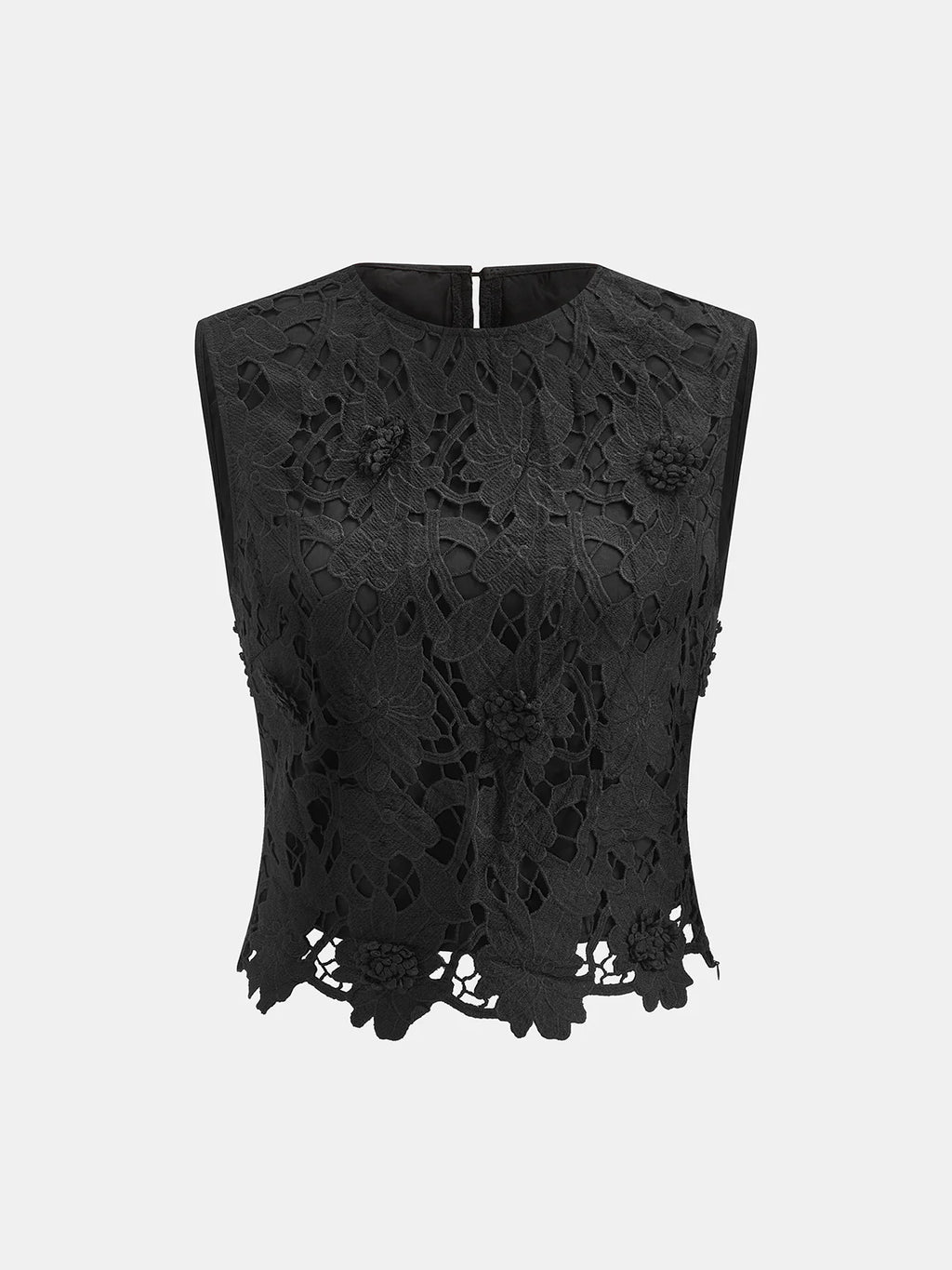 3D Floral Lace Sleeveless Crop Top