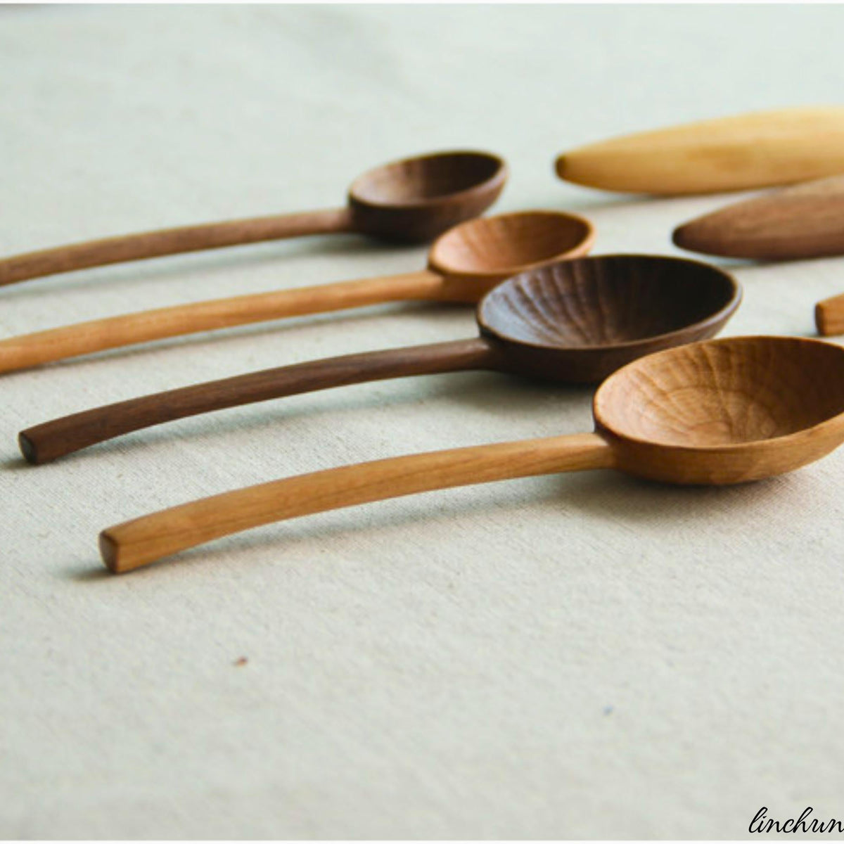 Walnut Serving Set, Hand-Carved Wooden Spoon and Fork, Minimalist Tableware