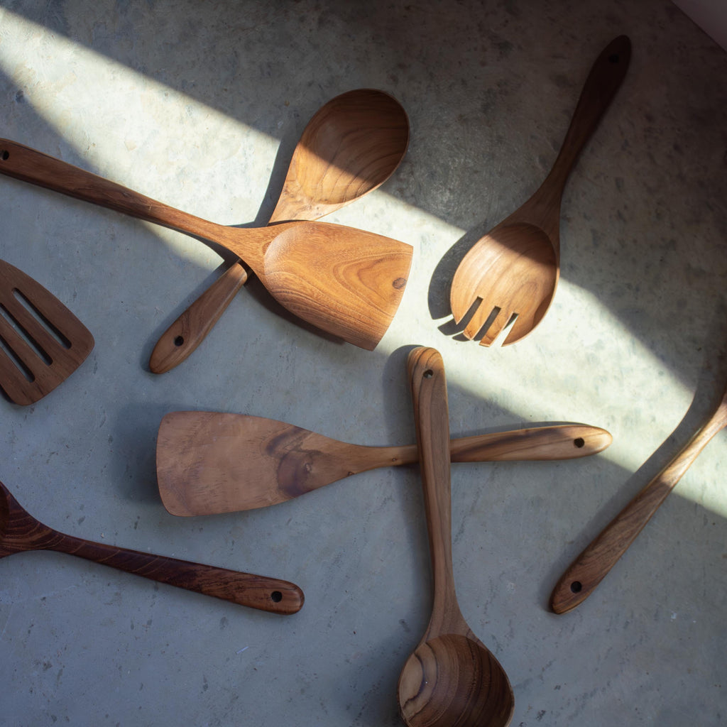 Teak Kitchen Utensil Set: Wood Spoons and Spatulas
